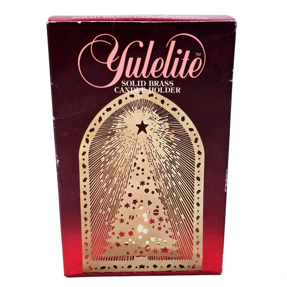 Solid Brass Vintage Yulelite Halo Effect Christmas Tree Tealight‎ Holder